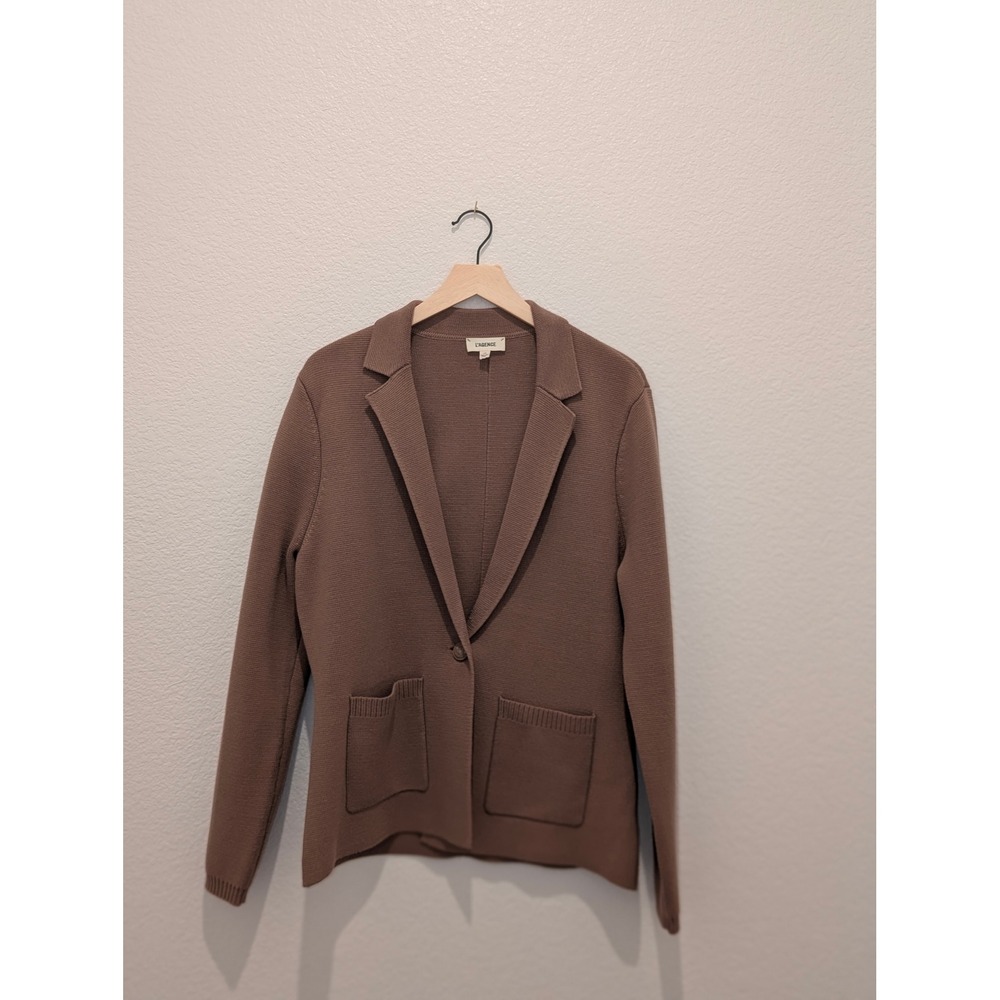 L'AGENCE Brown Knit Blazer Single Button Cardigan Sweater Jacket Large